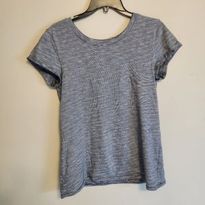 LOFT XS Navy and White Striped T Shirt